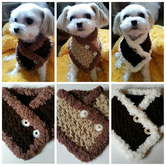 Crocheted Small Dog Puppy scarf Chooes from 3 Colors fits
