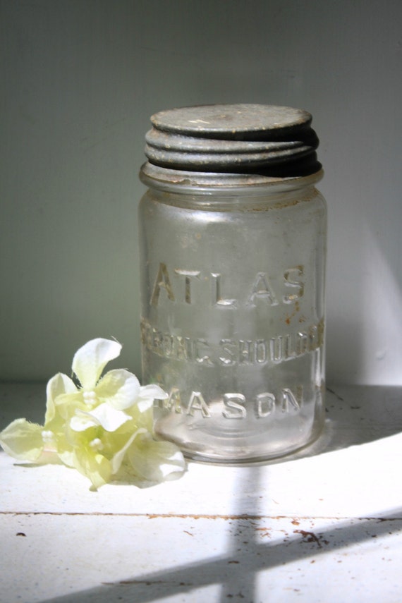 Vintage Atlas Mason Jar with Zinc Lid by MyVintageLane on Etsy