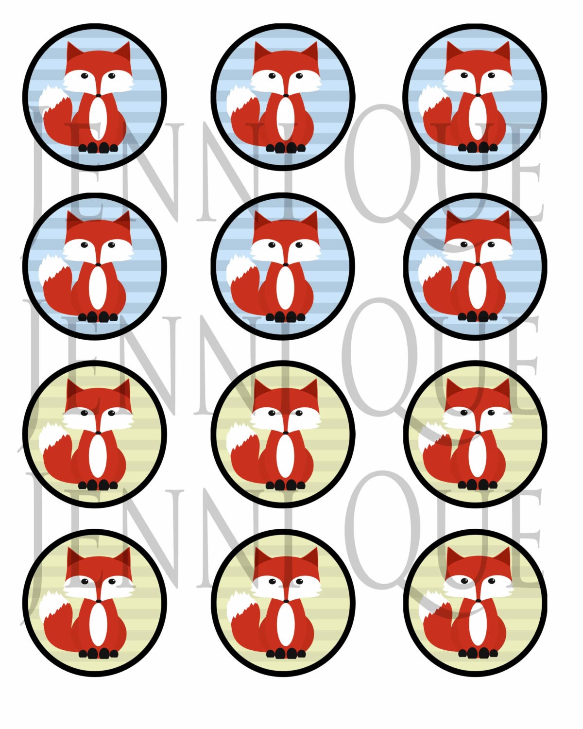 Fox Cupcake Toppers Printable Cupcake Toppers by JenniQuePrintShop