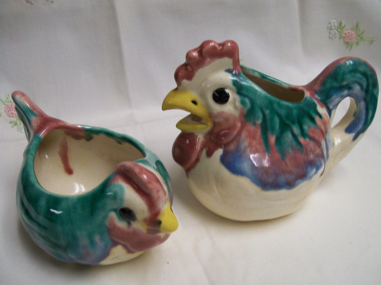 Chicken Rooster Creamer Sugar Bowl Vintage Haute Juice