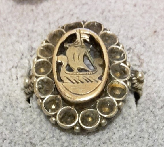 Vintage Sterling Viking Ship Ring size 6