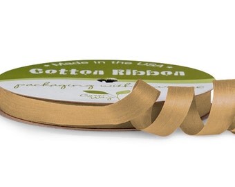 50yds spool of Solid KRAFT TAN 1/2" wide Cotton Curling Ribbon Natural Eco-Friendly (Free Shipping!)