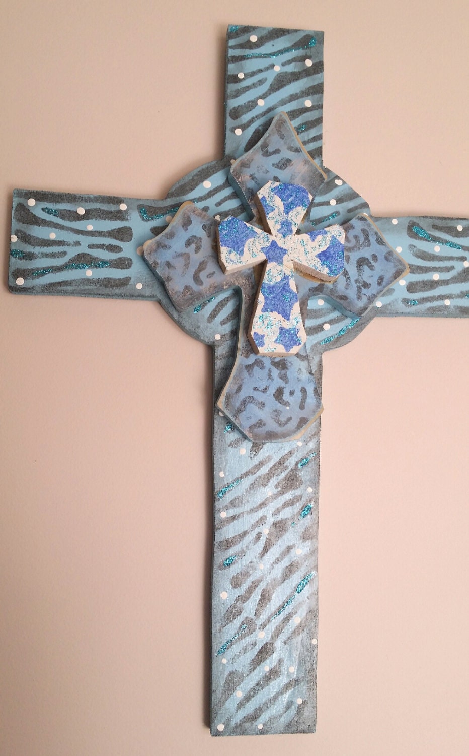 HAND Cut Three Dimentional Cross Wall Hanging new baby by gr8byz