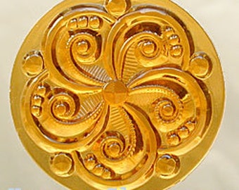 Swirly Light Amber Stained Glass Jewel 35mm