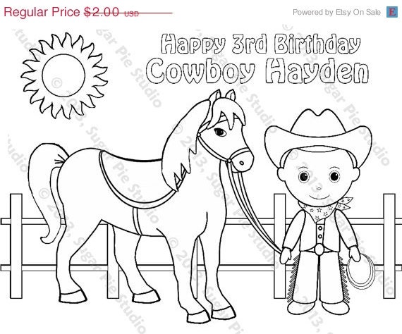 Personalized Printable Cowboy Horse Birthday by SugarPieStudio