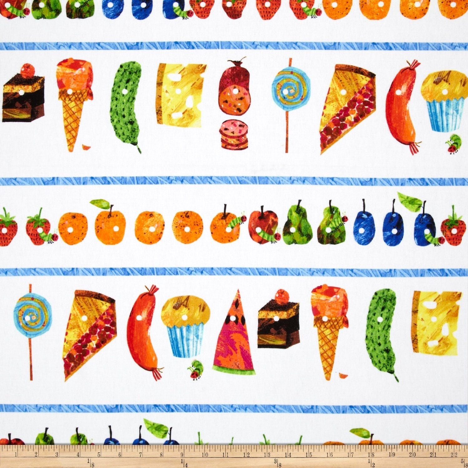 The Very Hungry Caterpillar Food Stripes From Andover Fabrics