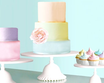 Milk Glass Cake Stand for Pastel Weddings / Ruffle Cake Stand with Tiered Wedding Cake in Pastels / 12" 14" 16" 18"