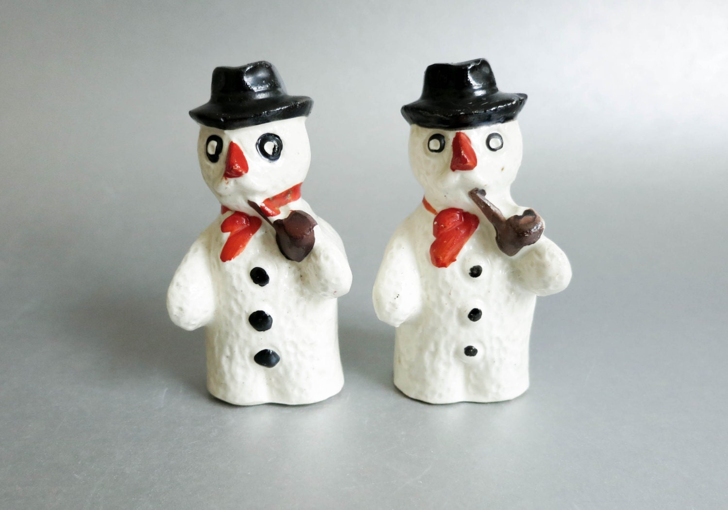 Vintage Snowman Salt and Pepper Shakers Miniature Snowmen