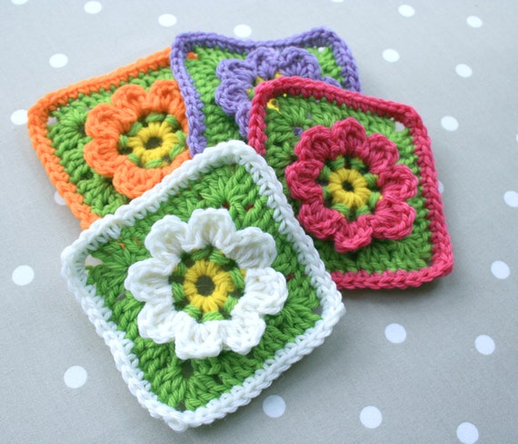 pattern granny crochet chart square by Crochet Granny Etsy Floral Square on WoolnHook PDF Pattern