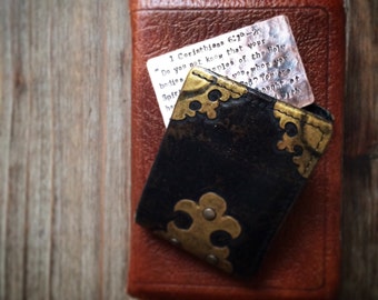 Copper Wallet Insert Card - Rustic Hand Stamped Personalized Quote or Bible Verse - LDS Missionary Gift - Unique Christian Gifts