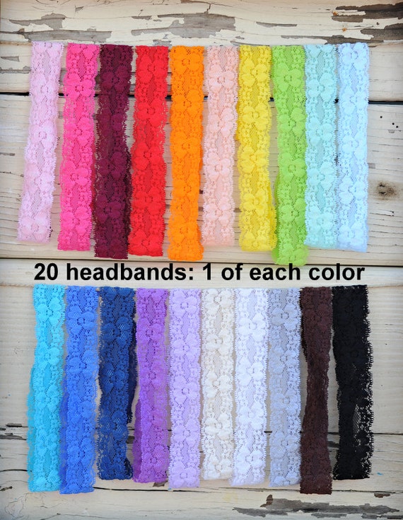 Lace Headbands Stretch Elastic Lace Baby Headbands Set of