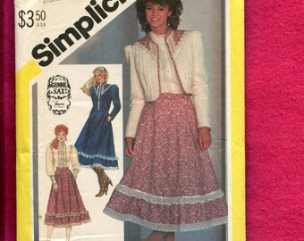 Vintage 1982 Simplicity 5491 Gunne Sax Bolero Jacket Blouse & Skirt all Trimmed in Ruffled Lace Size 14
