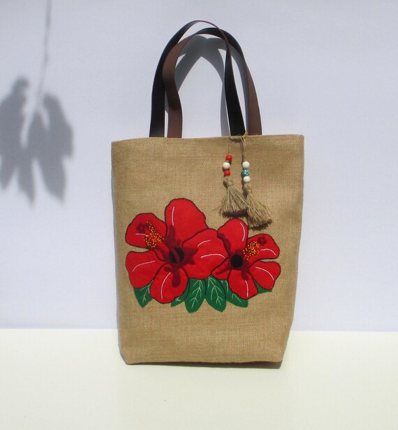 ... bag, handmade jute tote handbag, artistic,embroidered, resort, summer