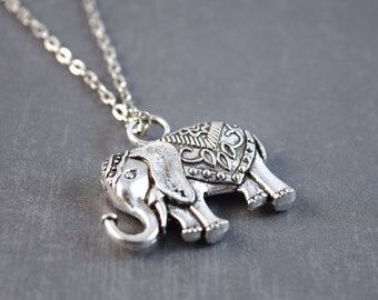 Elephant Necklace - Silver Elephant Necklace - Elephant Pendant - Zoo Jewelry - Animal Necklace - Elephant Jewelry - Elephant Charm