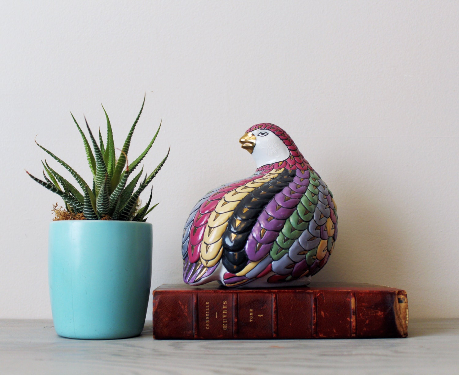 Pastel Ceramic Quail Figurine Colorful Ceramic Quail Decor