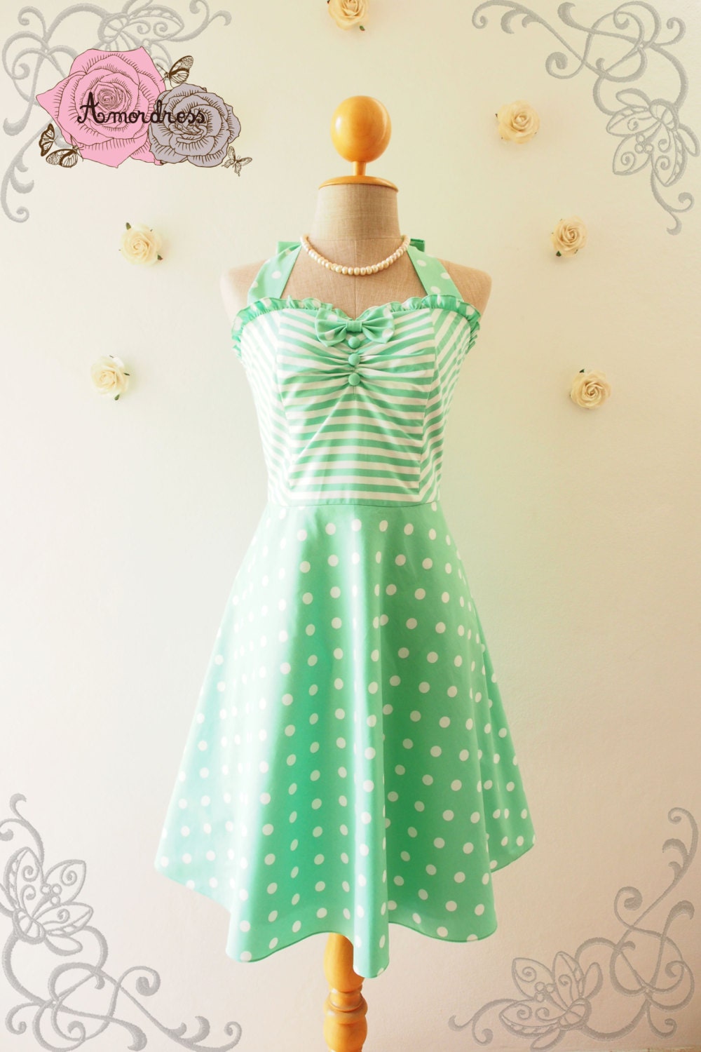 SALE The Circus Party Dress Sea Foam Green Dress by Amordress
