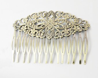 Antique Brass Hair Combs - 38mm wide, 77mm long