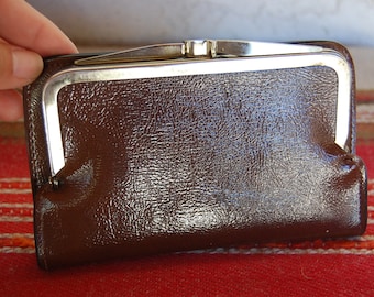 Vintage 1970's wallet vinyl VEGAN coin purse french style