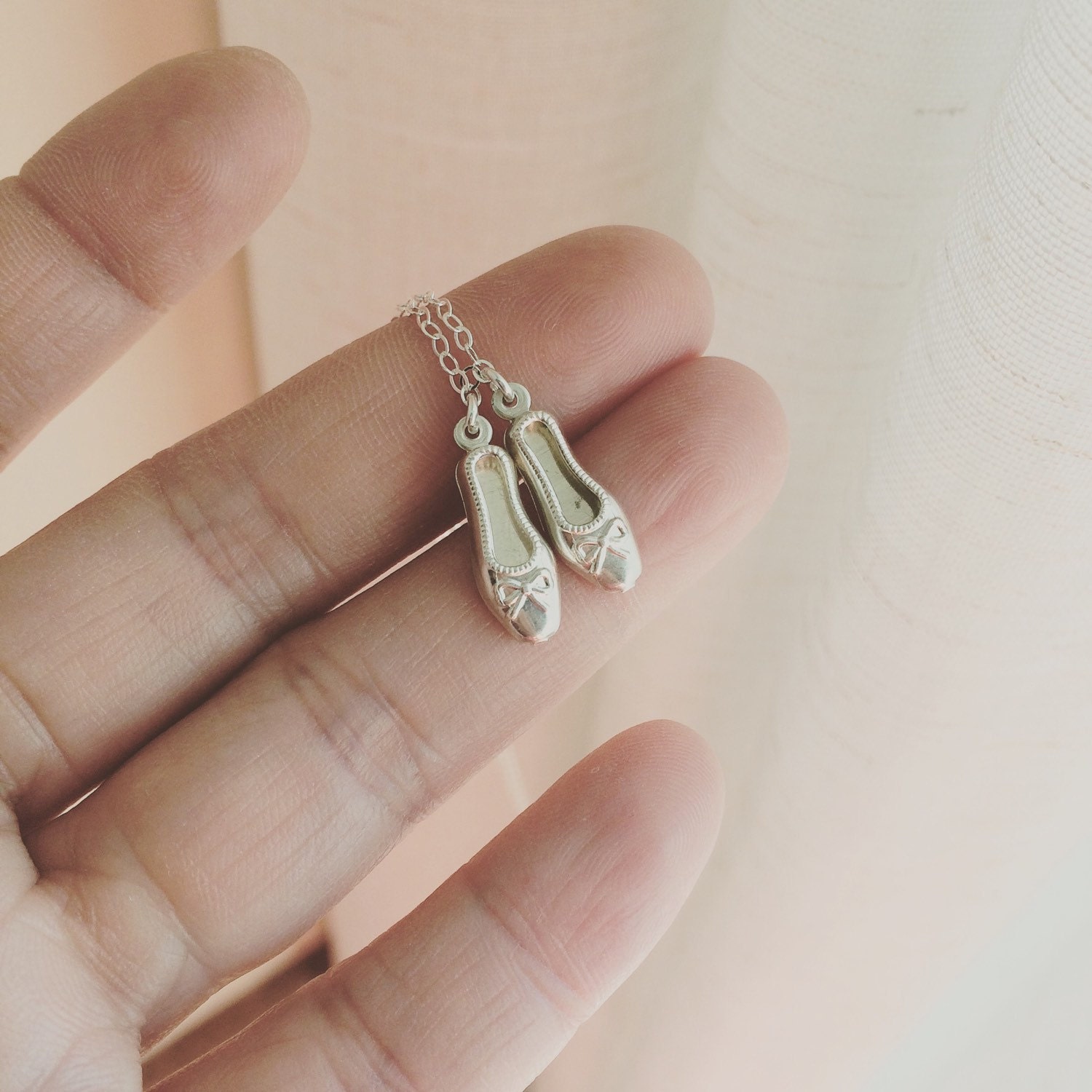 Ballet Necklace All Sterling Silver Dainty Ballet by cocowagner