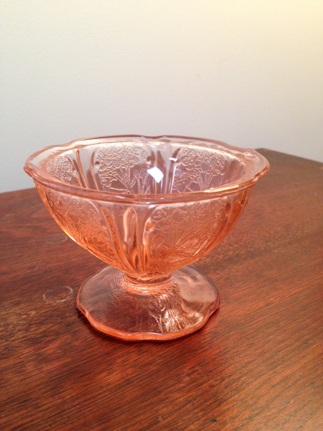 3 Pink Depression Glass Sherbet Dishes Cherry by efinoradin