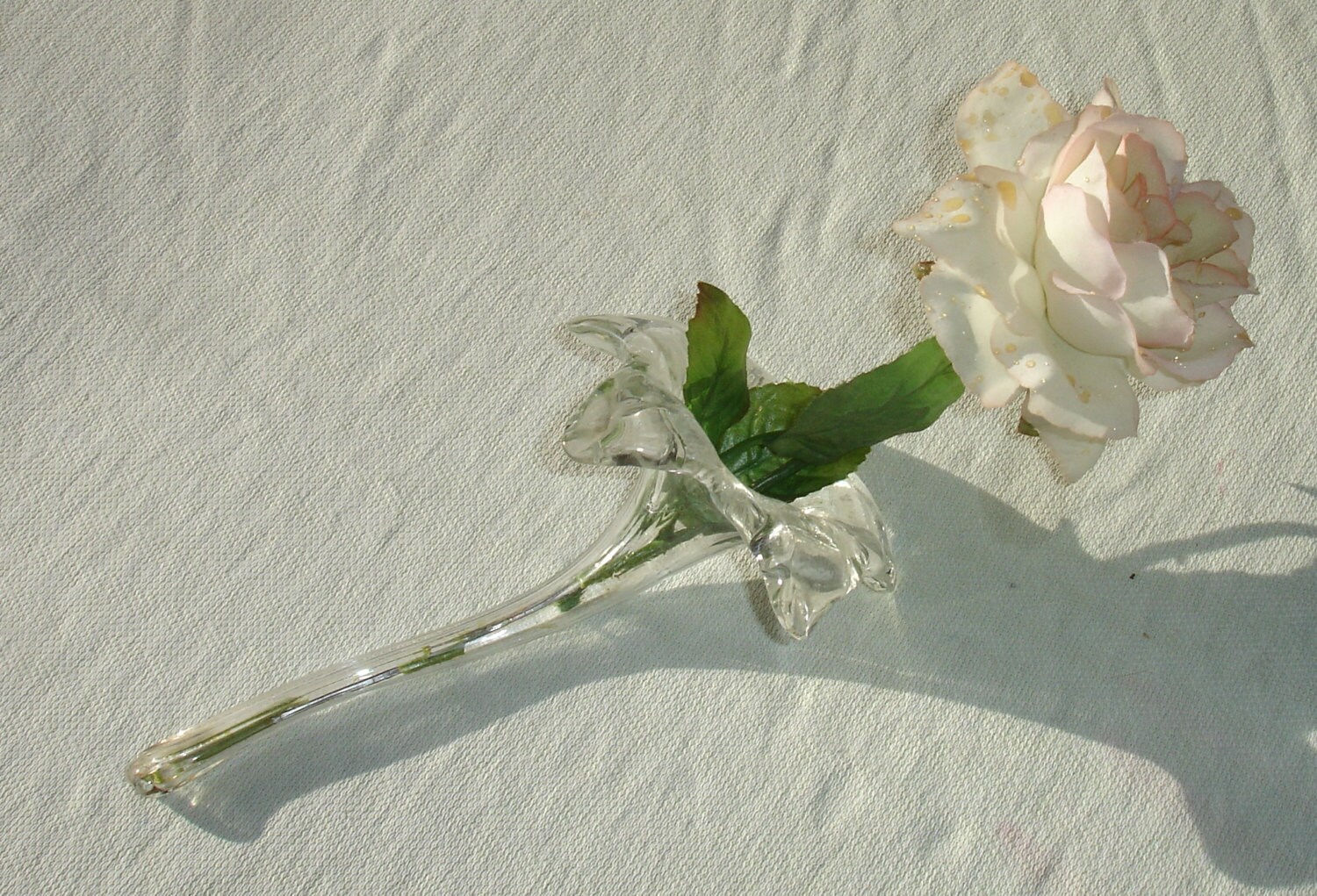 Clear Glass Lily Flower Shaped Stem Vase Vintage Home Decor