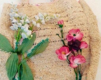 MELLIFLEURS borsa fatta a mano canapa eseguita a uncinetto
