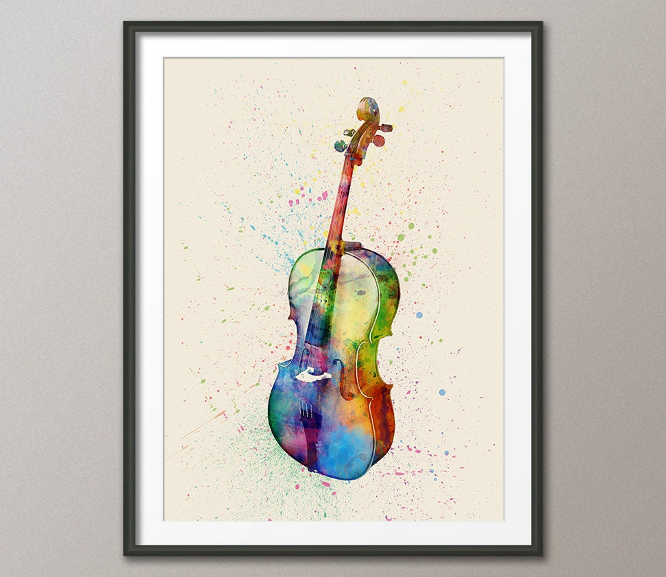 Cello Abstract Watercolor Music Instrument Art Print 2003