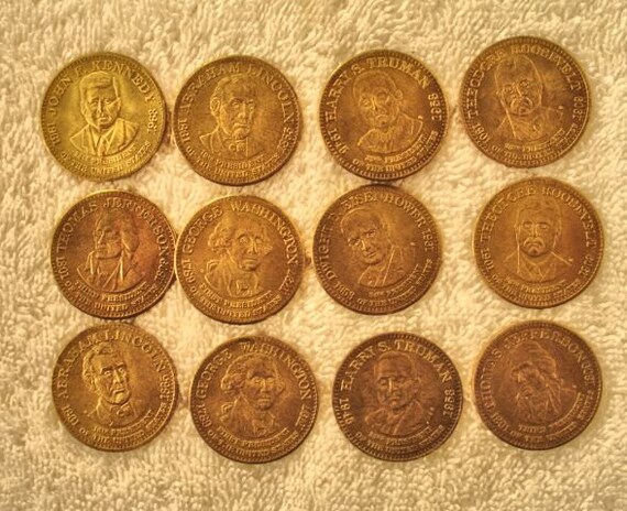 Vintage Lot Of 12 President Coins Tokens By Shell Oil Co. Lot