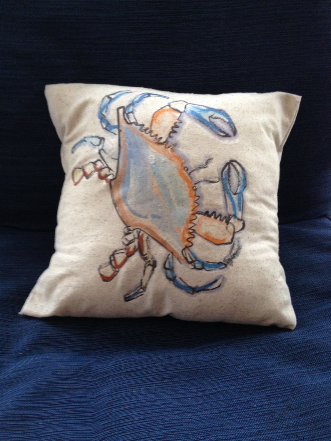 12x12 pillow cover crab nautical coastal summer by JoellesCorner