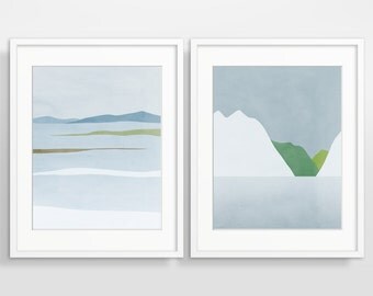 Wall Art Set, Scandinavian Prints, Modern Abstract Art Print Set, Living Room Decor, Abstract Landscape, Set of 2