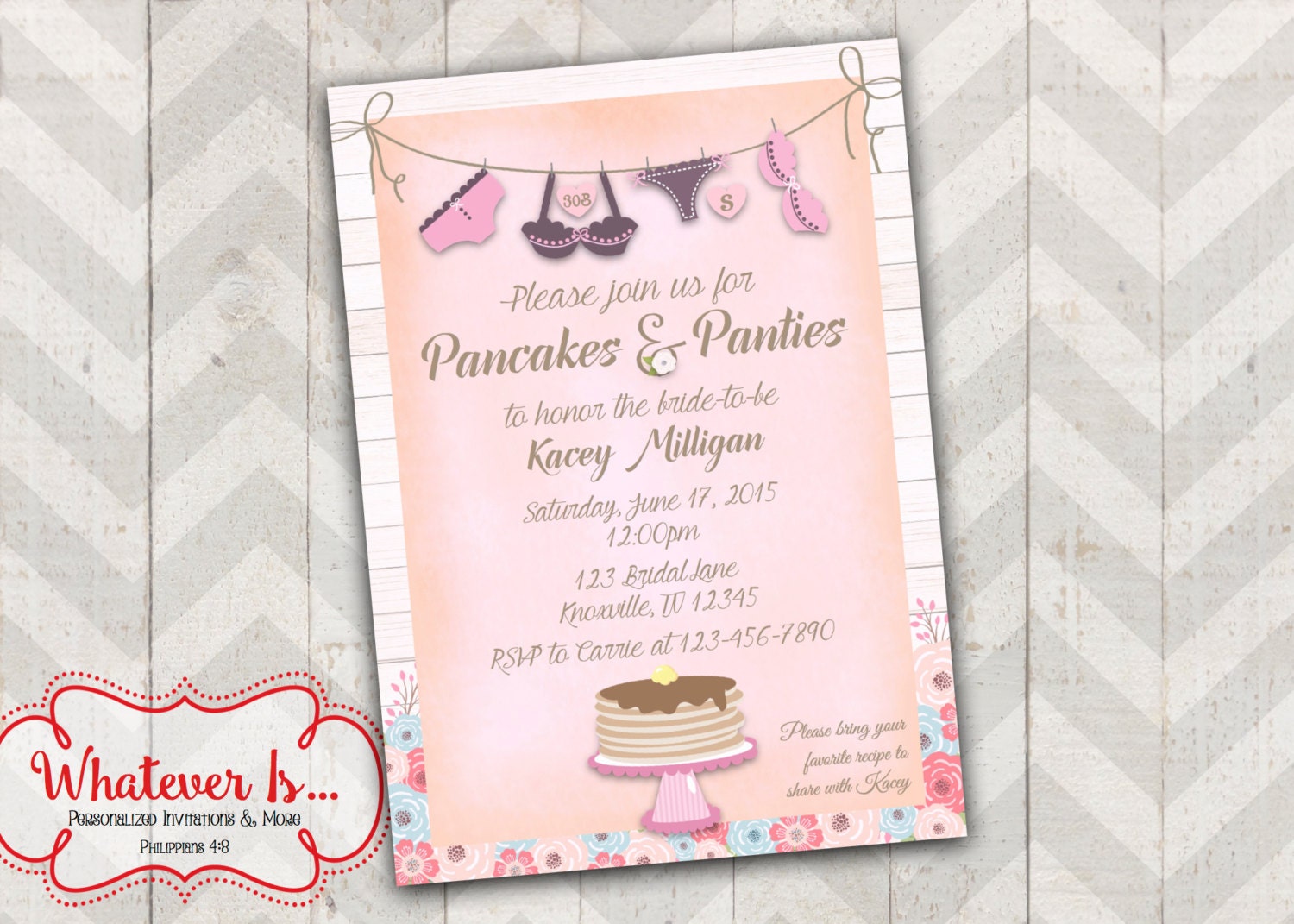 Pancakes And Panties Invitation 1