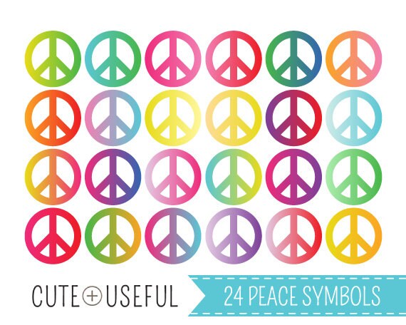 Cute Peace Symbols Clip Art by CuteandUseful on Etsy