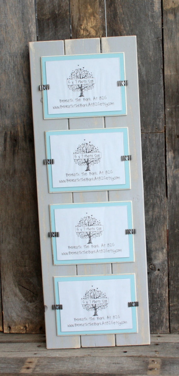Picture Frame Distressed Wood Holds 4 5x7 Photos