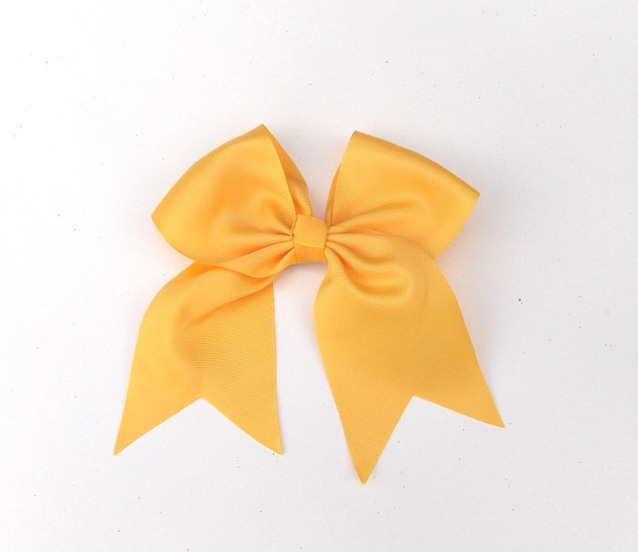 Girls Yellow Cheer Bow Yellow Hair Bow 7 inch by SouthernSister2