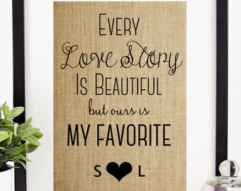 Bridal Shower Gift | Engagement Gift for Couple | Wedding Shower Decoration | Burlap Print Valentines Day Gift for Him or Her Boyfriend Gift