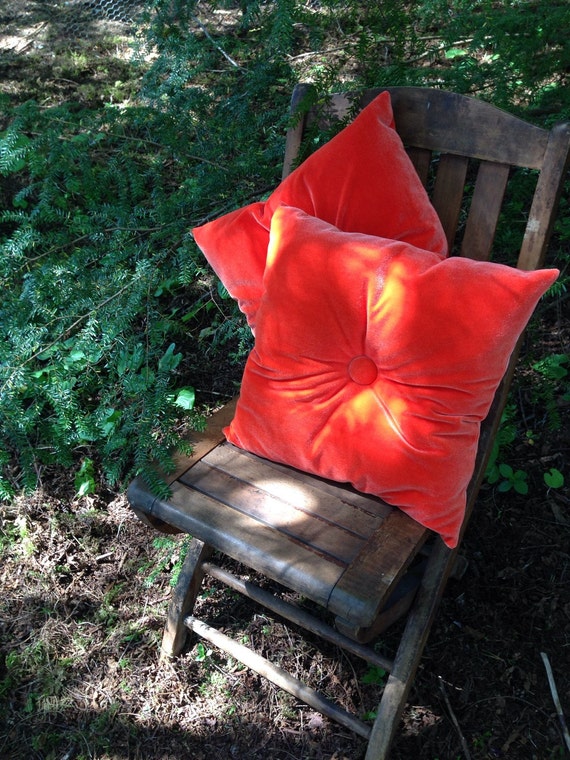 Tangerine Velvet Pillow Orange Velvet Cushion Set Square