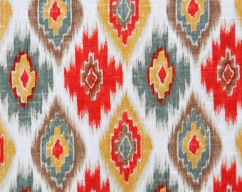 Contemporary Aqua Orange Velvet Upholstery Fabric for
