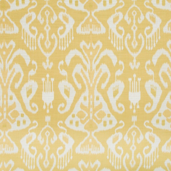 Lemon Yellow Upholstery Fabric Yellow Ikat by PopDecorFabrics