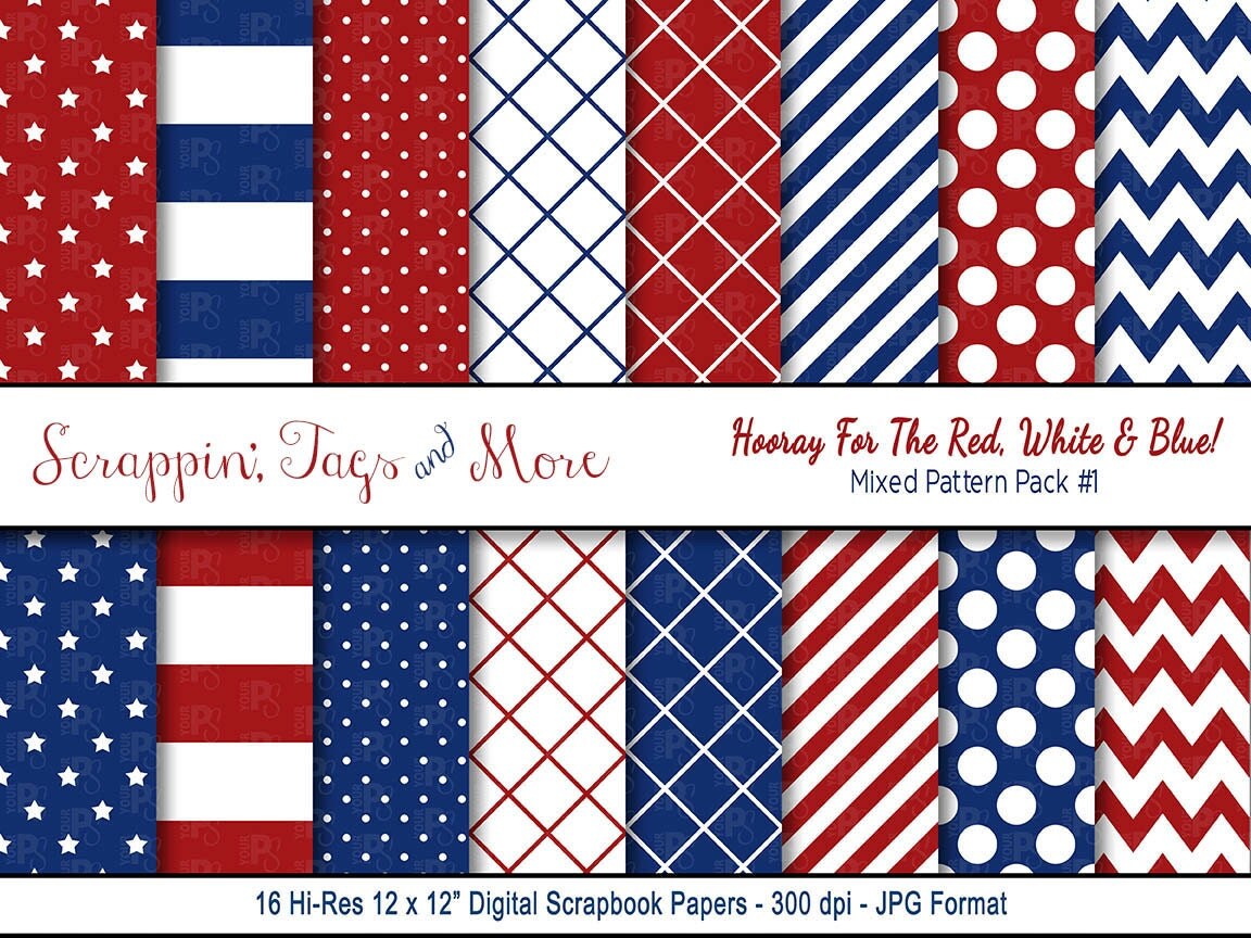 Printable Patriotic Scrapbook Paper by ScrappinTagsAndMore
