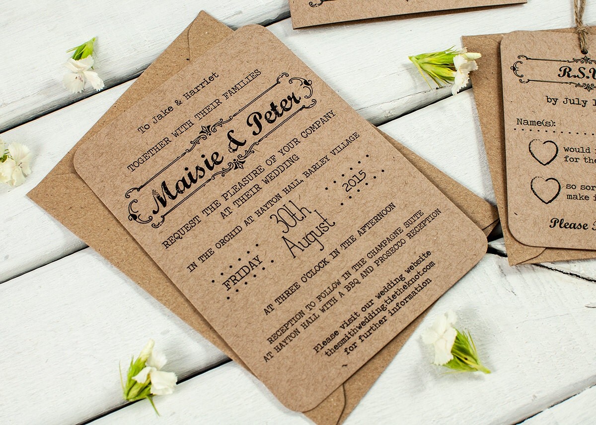 Kraft Wedding Invitation Bundle Rustic Wedding Invitation