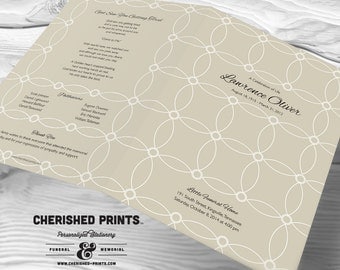 Interlocking Circles Modern funeral program, funeral folder celebration of life program, order of service, memorial program, memorial folder