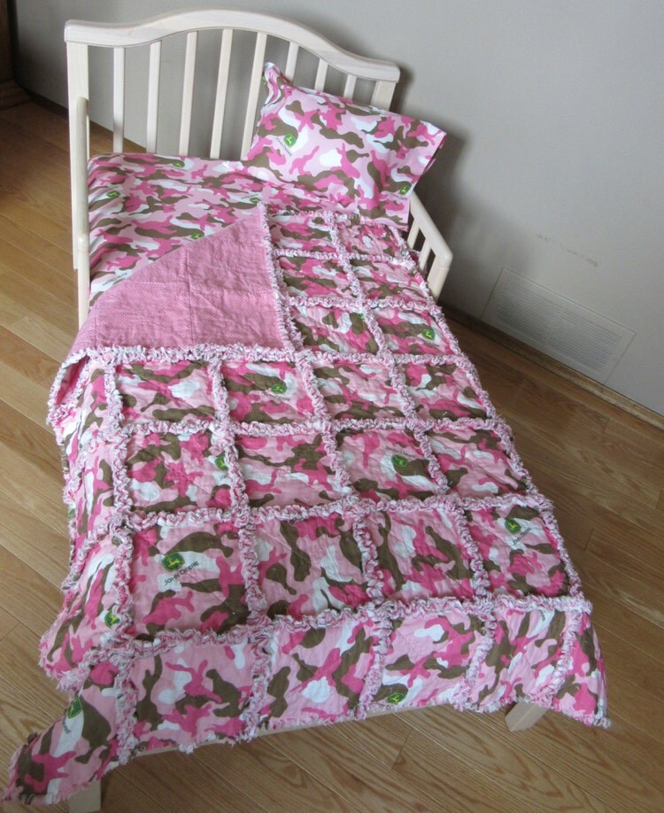 Pink Camo JOHN DEERE fabric Crib Bedding Baby or by 1723diane