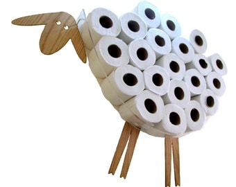 SHEEP-shelf - a wall shelf for storing toilet paper rolls (7-30 rolls). Funny Wall Decal made of various kinds of veneers.