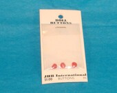 Vintage Doll Buttons - Small Red Round Top Button, Eyeball Button, 4mm - 1 Cards of 3 Buttons - Through Back Acrylic Button
