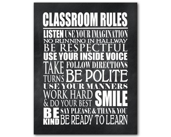 Items similar to Back to school - Classroom Rules - Wall Art ...