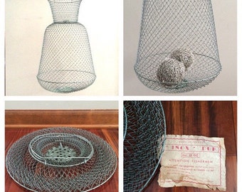 Inox Fish Basket, metal basket, collapsible basket, vintage fishing