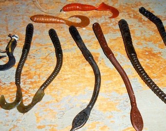 Vintage Fishing Lures, Soft Plastic, Worms, Fishing Gear, Mann's, Fishing Tackle, Jelly Worm, Worm Lures, Rubber Worms
