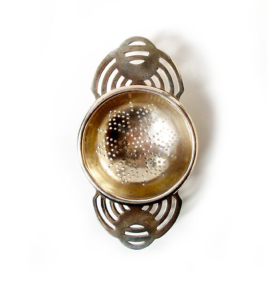 Antique English Tea Strainer Vintage Silver by millyscollection