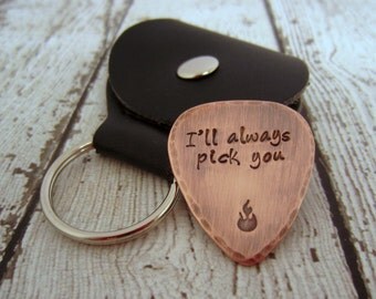Copper Guitar Pick-Rustic Guitar Pick-Music Lover-Anniversary Gift-Gift for Husband-Musician Gift-I Pick You-Engraved Guitar Pick
