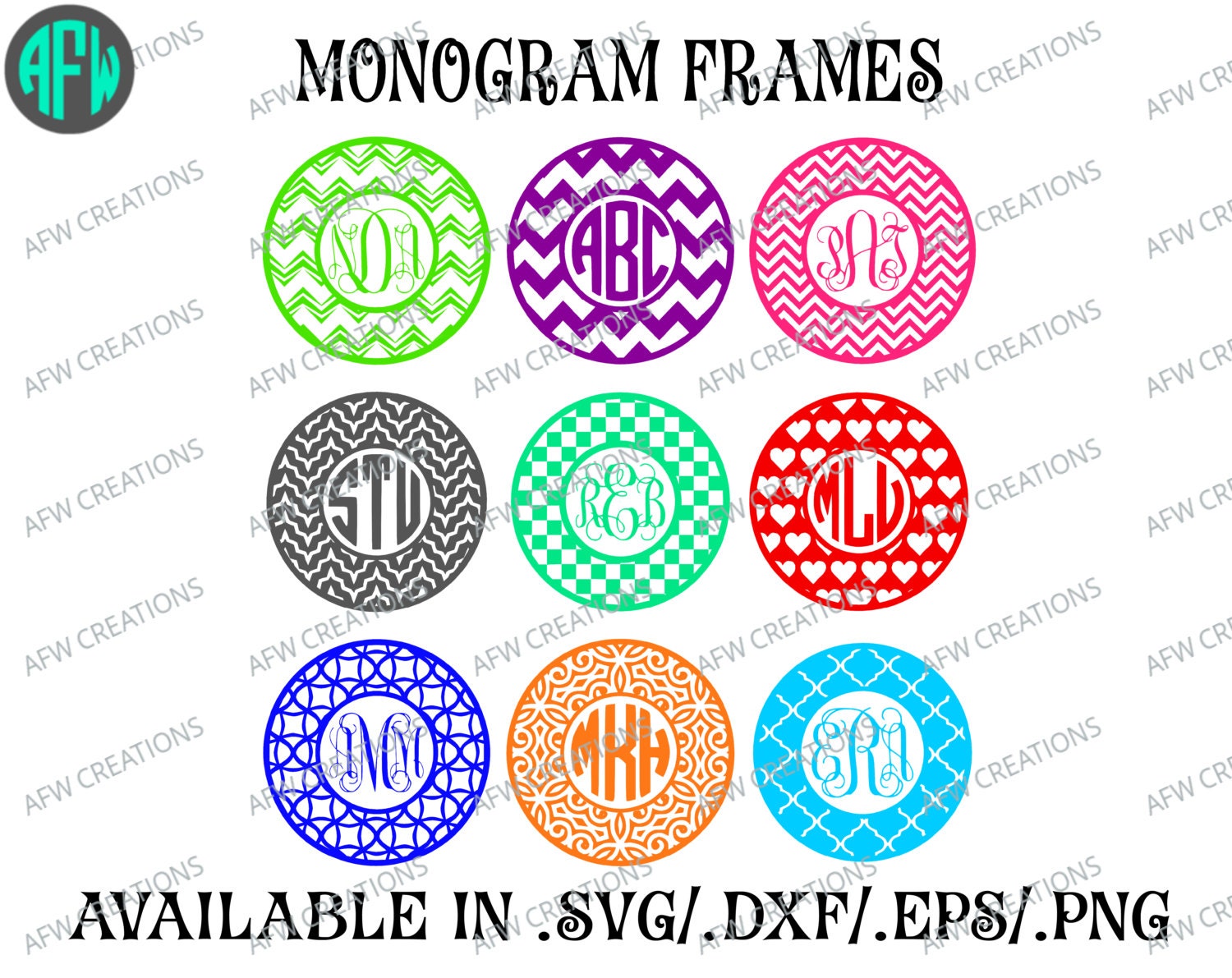 Digital Cut File Monogram Frames Vinyl Cutting File SVG